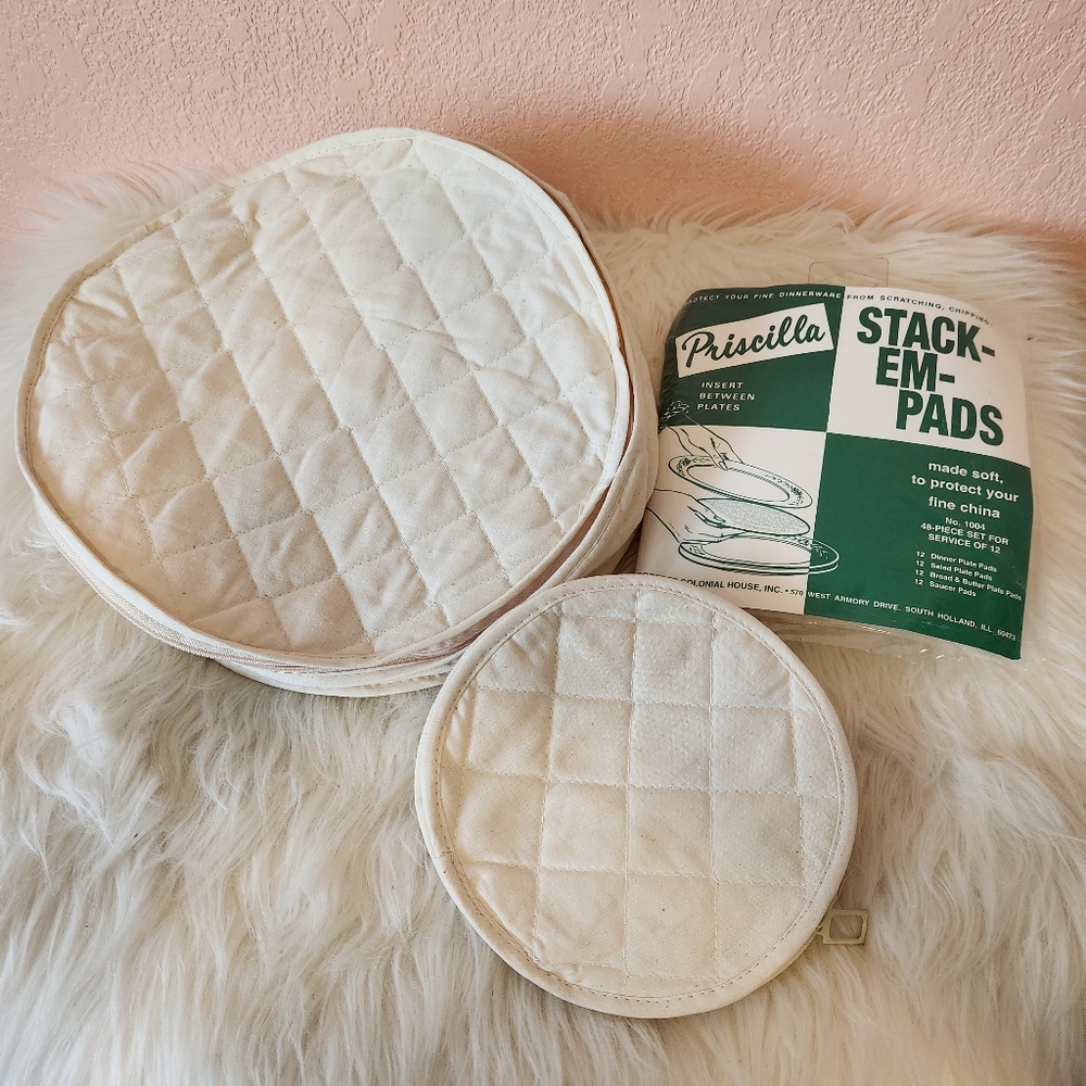 Vintage Priscilla Stack Em Pads Cream Plate Storage Set